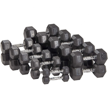Custom Logo Rubber Hexagon Dumbbells Wholesale