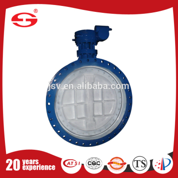 Stainless Steel electric double flange rubber lined Rubber Seated Butterfly Valve