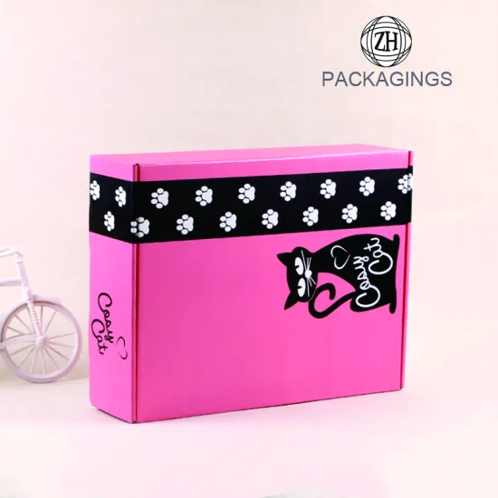 Pink color clothing folding paper mailing box