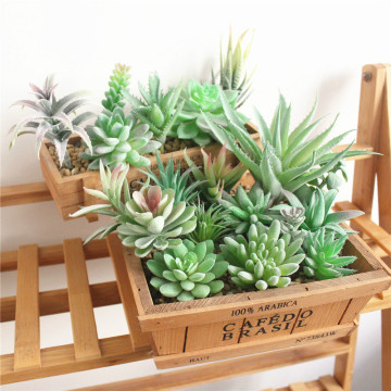 Green Flocking Artificial Succulents Plants Bonsai Desktop Fake Plants Valentine's Day Wedding Decoration Plante Artificielle