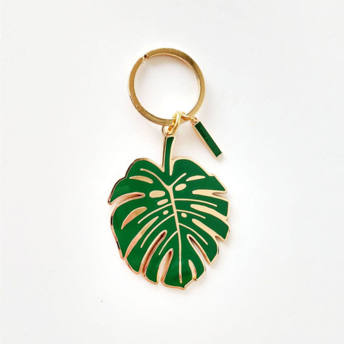 โลโก้ที่กำหนดเองโลหะ Plant Monstera Leaf Keychain