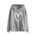 Damen -Casual Heart Print Long Sleeve Pullover