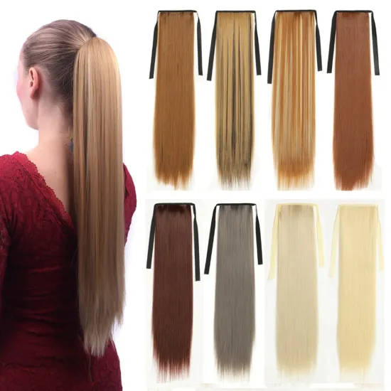 Hot sell hair accessories ponytail hair natural for women straight tried ponytail  bone straight ponytail