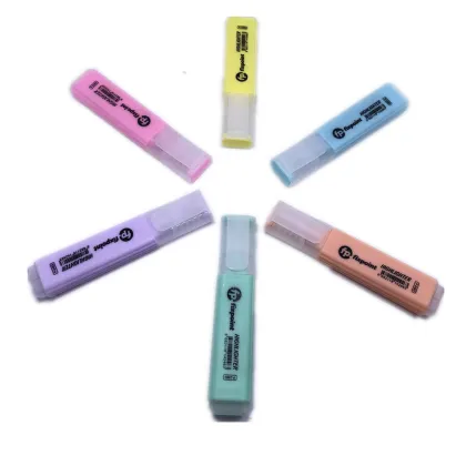 Cute Macron Set: 6 Color Korea Chisel Tip Highlighters