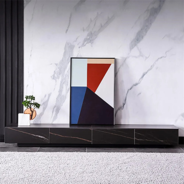 Lemari TV Media Veneer Kayu Persegi Panjang Modern