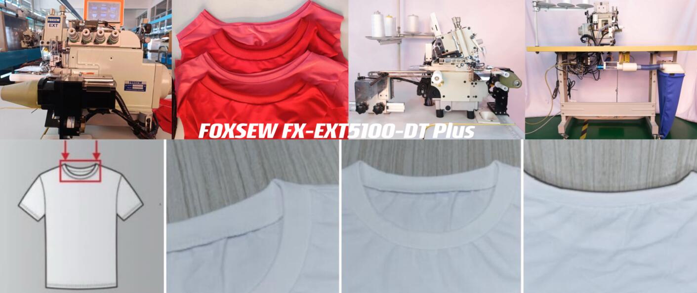 Automatic Round Neck Rib Knit Collar Attaching Machine FOXSEW FX-EXT5100-DT Plus