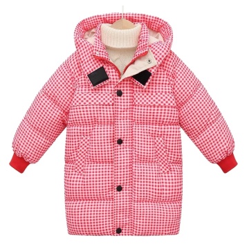 Kapas-Kanak-kanak Plaid Cotton Hooded Down Jacket