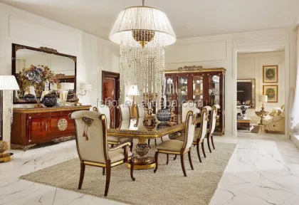 Exquisite Royal Hand-Carved Italian Dining Table Set