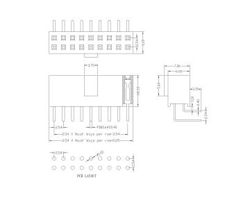 2.54 Female Header Dual Row With Half Bump