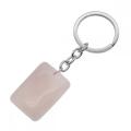 Natural oblong Rectangle Gemstone Beads Pendant Keychain