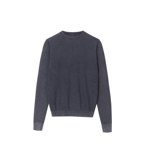 Men's Knitted Garment-Dye Stone Wash Crew-Neck Pullover