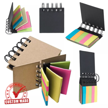 Custom Eco-Friendly Spiral Ring Sticky Notepad and Memo Set with Recyclable Index Tabs