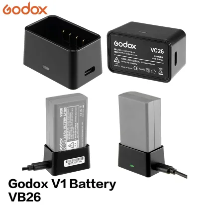 Godox Flash V1 Charger: VC26 Li-ion Battery and Type-C Charger for Flash Speedlight