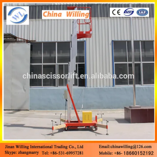 Aerial work single man 100kg aluminum mast lift platform