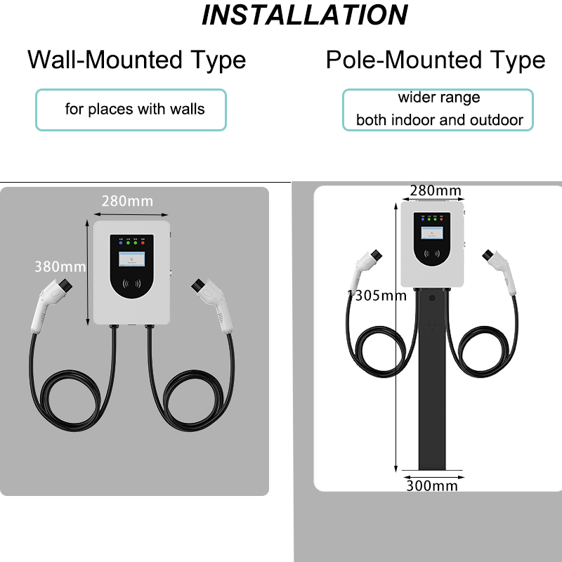 22KW EV Charger AC AC Double pistolet à double