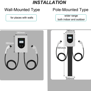 22 kW EV Ladegerät AC Wall-montierte Doppelpistole EU