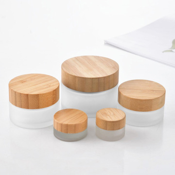 Round Cosmetic Glass Jars with Wood Lids - 5g to 200g
