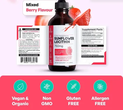750mg Liquid Sunflower Lecithin Liquid Drops