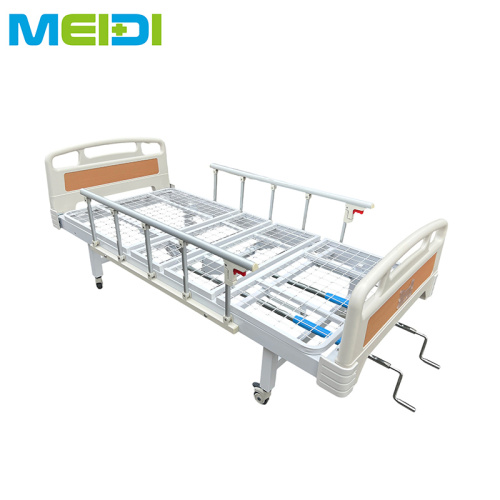 Professional Medical Device 2-Crank Manual Hospital Bed with Two Functions