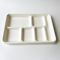 6 divided bagasse tray fast food tray