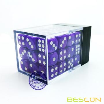 Bescon 12 mm 6 caras Dice 36 en Brick Box, 12 mm Six Sided Die (36) Bloque de dados, Marble Purple