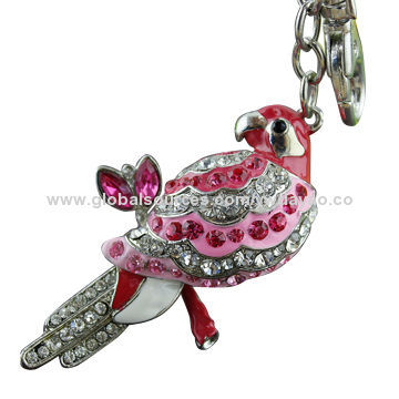 Animal-shaped rhinestone keychains