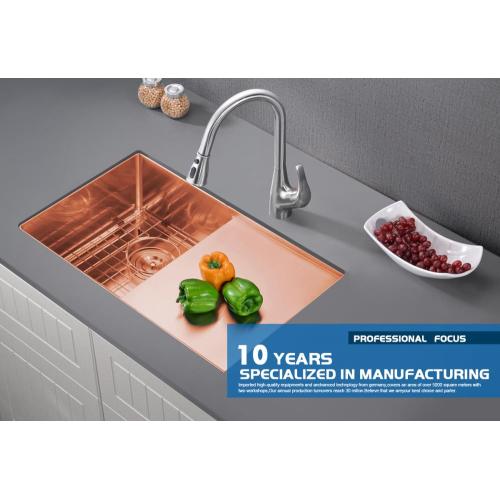 Drainboard Kitchen Sink in Elegant Rose Gold Hue