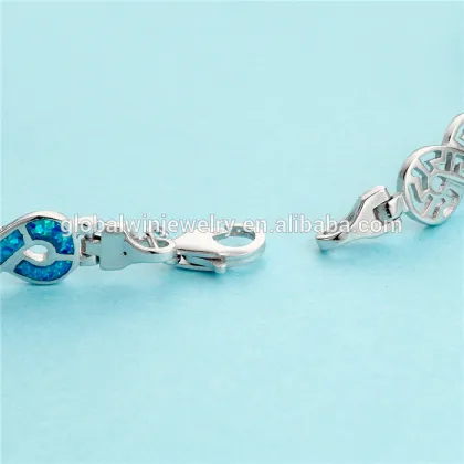 Trendy Bowknot Opal 925 Sterling Silver Bracelet Silver Charm Bracelet