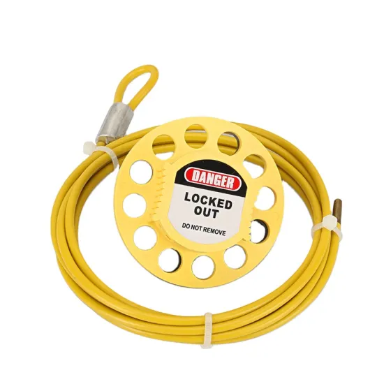 BOZZYS Safety Wheel Type Cable Lockout Devices - Yellow, 12 Hole, PVC Coating, Stainless Steel Cable