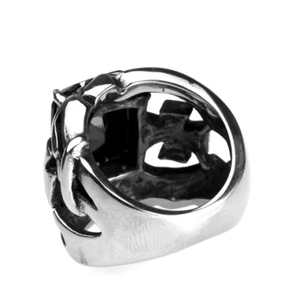 lucky stone Cross black gem ring