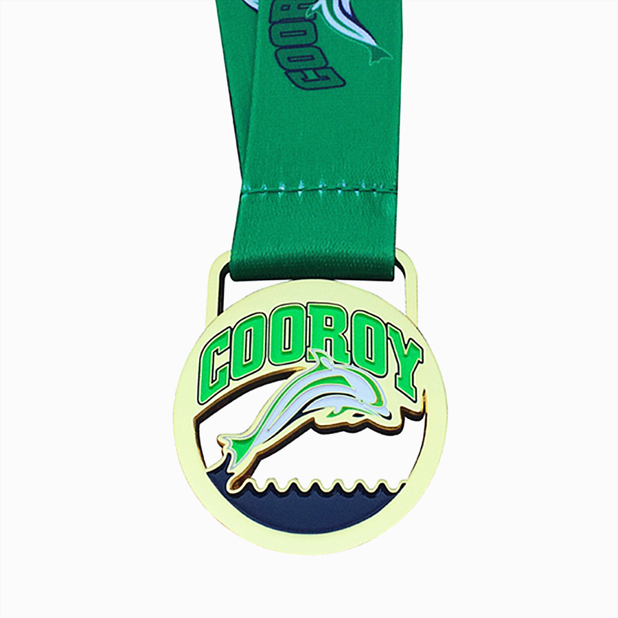 Medalha de golfinho de esmalte macio verde e verde