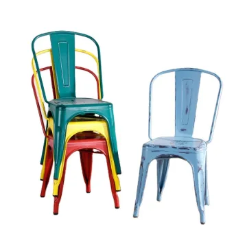 Antique Iron Stackable Restaurant Bar Hotel Dining Chair