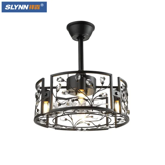 SLYNN Modern Nordic Round LED Ceiling Fan Lamp with Remote Control - Gold Rustic
