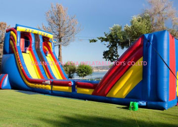 0.55mm Pvc Tarpaulin Mobile Big Inflatable Water Sports Zip Line With Obstacles
