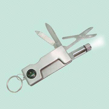 Keychain with LED Light and Compass, Measuring 5.7 x 2.4 x 1cm