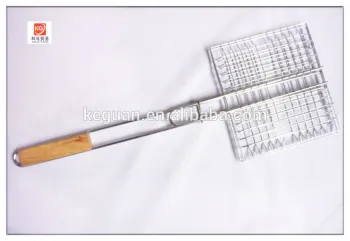 B-026 hot sale popular long wooden handle stainless steel bbq grill