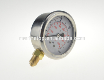 14000PSI Oil Filled Shock Proof Bottom Connection High Temperature Pressure Gauge