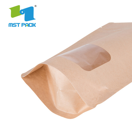 Bolsa de embalaje de café de papel Kraft marrón biodegradable