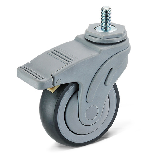 Swivel stem medical caster with brake PP core