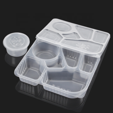 Plastic Bento Lunch Box with 6 Compartment Blister Takeaway Container