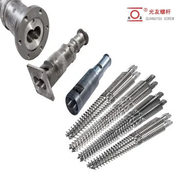 Replacement Twin Conical Screw and Barrel for Kraussmaffei KMD60 – PVC Processing Machine Compatible Set