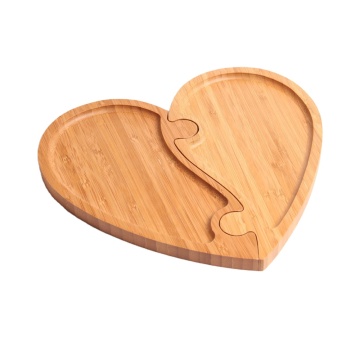 Bamboo Snack Bread Fruit Serving Tray - Love Heart Shaped Plate