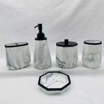 Marble pattern bathroom set resin bottle customization