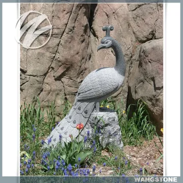 Outdoor Charming Peacock Granite Landscaping Statue