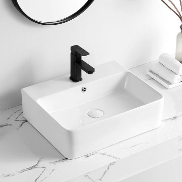 Modern Rectangular Wall Hung Ceramic Bathroom Basin Sink