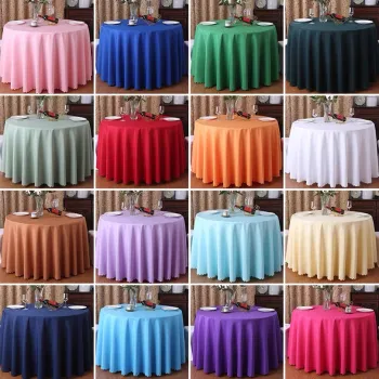 Round Solid Color Polyester Table Cloths for Cheap Wedding Decoration