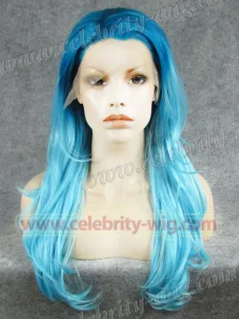 Light Blue Ombre Wavy Synthetic Lace Front Wig