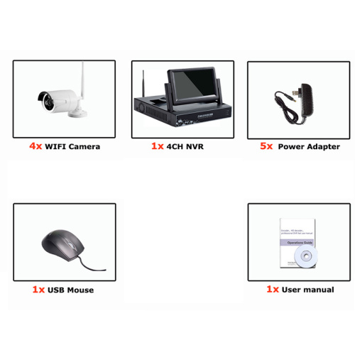 1.3/2.0MP Wifi NVR Kits with 7" LCD Screen