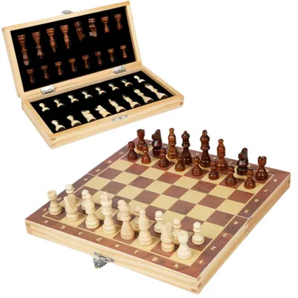 International Wooden Folding Chess Board - Portable Home & Travel Entertainment