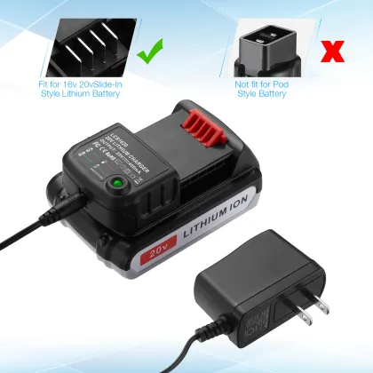 LCS1620 20V Lithium Replacement Rechargeable Charger for Black & Decker Batteries